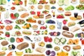 Collection of food and drink background collage healthy eating f Royalty Free Stock Photo