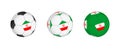 Collection football ball with the Iran flag. Soccer equipment mockup with flag in three distinct configurations