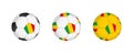 Collection football ball with the Mali flag. Soccer equipment mockup with flag in three distinct configurations