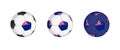 Collection football ball with the New Zealand flag. Soccer equipment mockup with flag in three distinct configurations