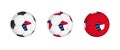 Collection football ball with the North Carolina flag. Soccer equipment mockup with flag in three distinct configurations