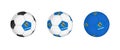 Collection football ball with the Oklahoma flag. Soccer equipment mockup with flag in three distinct configurations