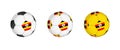 Collection football ball with the Uganda flag. Soccer equipment mockup with flag in three distinct configurations