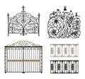 Collection of forged gates and decorative lattice Royalty Free Stock Photo