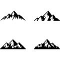 Four stylized black silhouette mountain peaks on white background Royalty Free Stock Photo