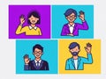 Diverse People Waving Hello, Business Icons, Friendly Greetings Royalty Free Stock Photo
