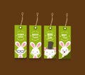 Collection of four Easter gift tags decorated with bunnies