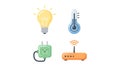 Smart Home Technology Icons: Light Bulb, Thermometer, Plug, and Wi-Fi Router Royalty Free Stock Photo