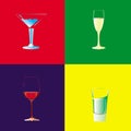Collection of four glasses for different drinks Royalty Free Stock Photo