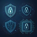 Cyber Security Shield Icons with Locks Royalty Free Stock Photo