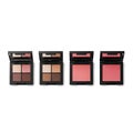 Four makeup palettes showcasing eyeshadow and blush for beauty routines Royalty Free Stock Photo