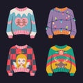 Collection of four ugly Christmas sweaters