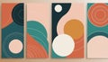 Abstract Geometric Shapes Teal Orange Pink Circles Arcs Royalty Free Stock Photo
