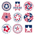 Collection of Fourth of July vintage labels commemorating United States Independence Day.