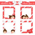 Collection Frame Set Valentine`s Day , cute invitation card ,character cute boy and girl puppy love , lover send love , holiday