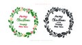 Collection of frames with a baseball ball, Christmas tree branches, leaves. Wreath for New Year and Merry Christmas. Royalty Free Stock Photo