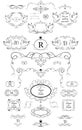 Collection of frames with doves, vignette, scroll and headers for wedding and heraldic design, menu card, restaurant, cafe, hotel, Royalty Free Stock Photo