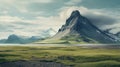 Delicately Rendered Landscapes: A Moody Mountain Range In Matte Painting Style