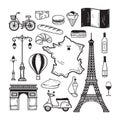collection of french icons. Vector illustration decorative design