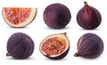 Collection fresh figs fruit, whole, slice, cut in half