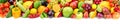 Collection fresh fruits and vegetables isolated on white background. Panoramic collage. Wide photo . Royalty Free Stock Photo