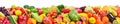 Collection fresh fruits and vegetables isolated on white background. Panoramic collage Royalty Free Stock Photo