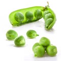 Collection Fresh green pea pod and peas Royalty Free Stock Photo