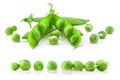 Collection Fresh green pea pod and peas Royalty Free Stock Photo