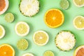 Collection of fresh lime, lemon, orange, citrus, grapefruit, pineapple slice
