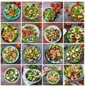 Collection of fresh salads Royalty Free Stock Photo