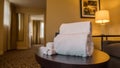 Collection of freshly laundered towels in a hotel