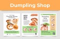 Collection frozen dumpling online shop poster vector engraved illustration
