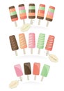 Collection of frozen ice cream lollies