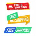 Collection of FRRE SHIPPING product banner flat design for apps and websites