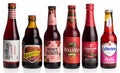 Collection of fruit beers on white Royalty Free Stock Photo