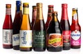 Collection of fruit beers on white