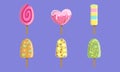 Collection of Fruit Ice Cream and Popsicles Vector Illustration Royalty Free Stock Photo
