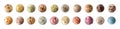 Collection of fruit ice-creams in cup cut out top view Royalty Free Stock Photo