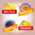 Collection fruit passion fruit and star fruit badge