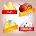 Collection fruit pear tamarillo soursop badge