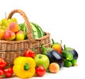 Collection fruit and vegetable in basket