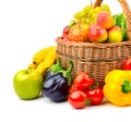 Collection fruit and vegetable in basket