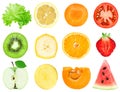 Collection of fruit and vegetable slices Royalty Free Stock Photo