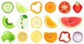 Collection of fruit and vegetable slices Royalty Free Stock Photo