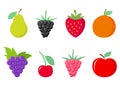 Collection of fruits and cherries. White background. Vector illustration. EPS 10