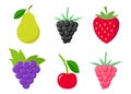 Collection of fruits and cherries. White background. Vector illustration. EPS 10