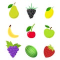 Collection of fruits and cherries. White background. Vector illustration. EPS 10 Royalty Free Stock Photo
