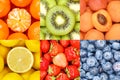 Collection of fruits fruit collage background with strawberries strawberry lemon fresh berries berry blueberries blueberry