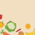 collection of fruits and vegetable. Vector illustration decorative design