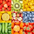 Collection of fruits and vegetables fruit collage background with apples apple tomatoes square Royalty Free Stock Photo